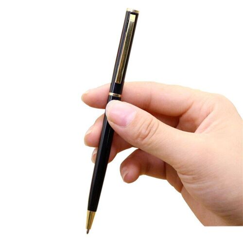 Stylo À Bille En Métal Fin, 0.7 Mm, 1 Pièce, Encre Bleue, Cadeau Pour Seniors, Papeterie, Vente En Gros