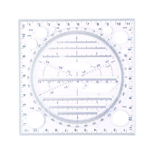 Règle De Dessin Multifonctionnelle, Modèle De Cercle, Bleu Noir, Springhall Angle Circle Maker, Outils De Mesure, 1 Pièce
