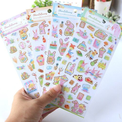 Autocollants De Dessin Animé Lapin Mignon, 1 Ensemble/Lot D'autocollants De Papeterie, Autocollants Décoratifs Mobiles Pour Agenda, Scrapbooking, Diy Bricolage