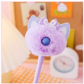 Stylo À Bille En Peluche Avec Noeud Papillon, 1 Pièce, Papeterie Scolaire Officiel, Stylo À Gel Pour Chat, Mignon Kawaii, Créatif, Mignon