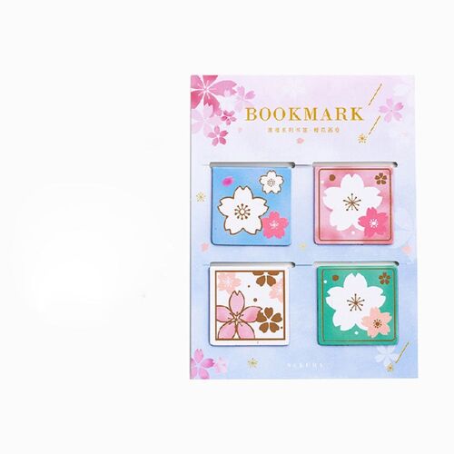 Ensemble De Signets À Fleurs Sakura, Marque-Page Magnétique Mignon, Dessin Animé, Marqueur De Page, Clip Pour Livre Magnétique, Fournitures De Papeterie Pour Étudiants, 4 Pièces/Ensemble
