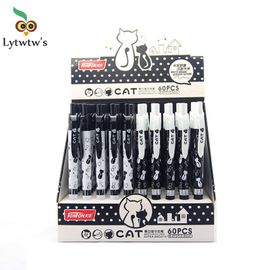 Stylo À Bille Chat Noir Blanc Mignon Kawaii, 0.5mm, Bleu, Papeterie Pour Enfants, Fournitures Scolaires Et De Bureau, 4 Pièces
