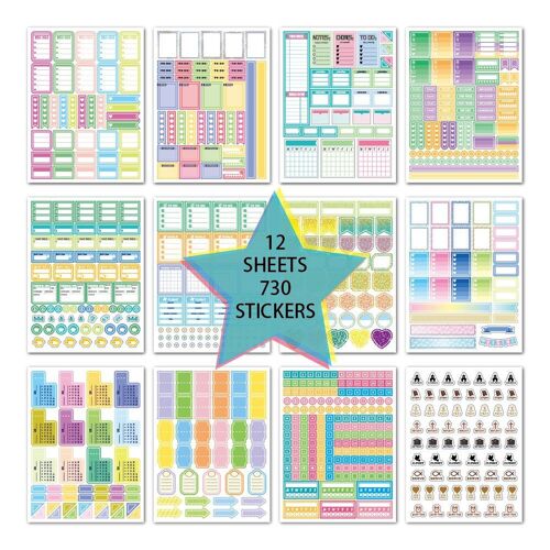 Autocollant Décoratif Pour Planificateur Hebdomadaire Et Mensuel, Set D'autocollants Essentiels Pour Scrapbooking, Journal, Accessoires De Papeterie Pour Bricolage