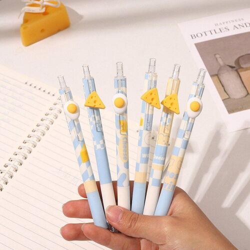 Stylo Kawaii Pour Gel Au Fromage Et Aux ¿Ufs, Mignon, Dessin Animé, Séchage Rapide, 0.5mm, Encre Noire, Stylo Pour Écriture, Papeterie Scolaire Et De Bureau