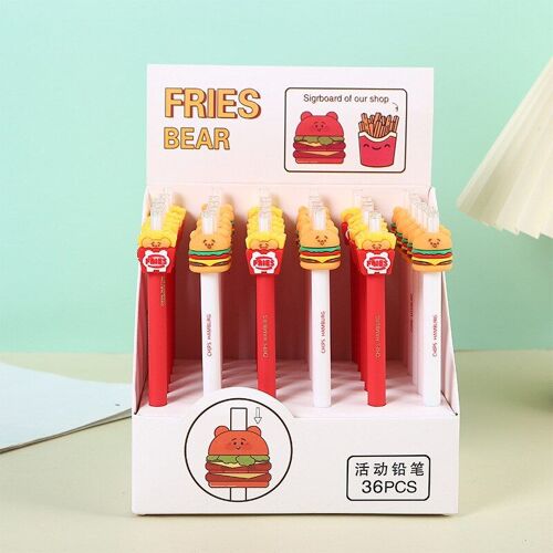 Crayon Mécanique À Frites Hamburger Créatif, 36 Pièces/Lot, Mignon, Stylo Automatique Pour Dessin Et Écriture, Fournitures Scolaires Et De Bureau, 0.5/0.7mm