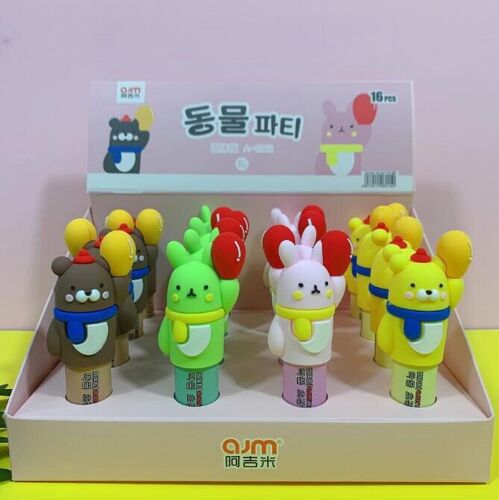 Bâton De Colle Solide En Plastique Kawaii, 16 Pièces/Lot, Animal De Dessin Animé Lapin Ours Chat Colle Pour Fichiers Papier Art Bricolage Fournitures Scolaires De Bureau