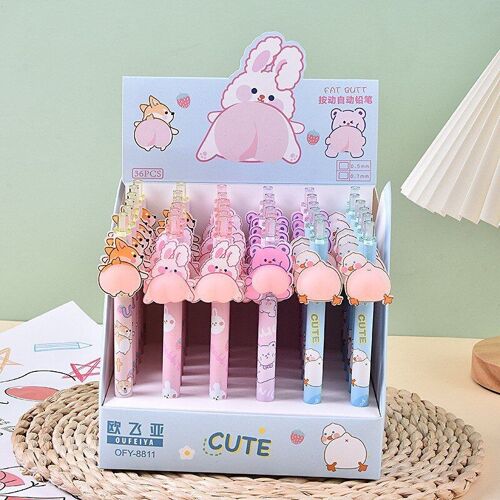 Crayon Mécanique À Fesses D'animaux De Dessin Animé, 36 Pièces/Lot, Mignon, Pour Étudiant, Stylo Automatique Pour Enfants, Cadeau, Fournitures Scolaires Et De Bureau, 0.5/0.7mm