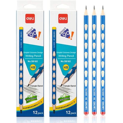 Crayons En Bois Graphite Pour Corriger La Posture D'écriture, Paquet De 24 Crayons En Bois Avec La Prise La Plus Confortable, Écriture Lisse