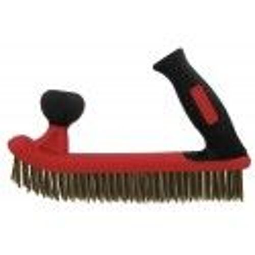 Brosse métallique avec poignée ergonomique 5 rangs acier laitonné SCID
