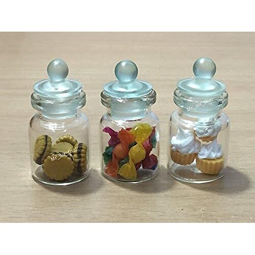 3 3pc Miniature Cake Cookie Food Vegetable Fruit Dollhouse Fruit In Clear Glass Mini Bottle