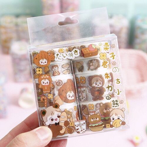 Ensemble De Rubans Washi Givrés, Kawaii, Pour Décoration D'aire De Jeux, Papeterie De Masquage Pour Scrapbooking, Diy Bricolage, 8 Pièces/Ensemble