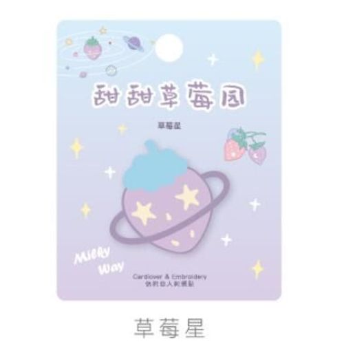 Autocollant en tissu adhésif brodé, gâteau aux fraises, chat, doux, pour sac, vêtements de téléphone, 1 pièce