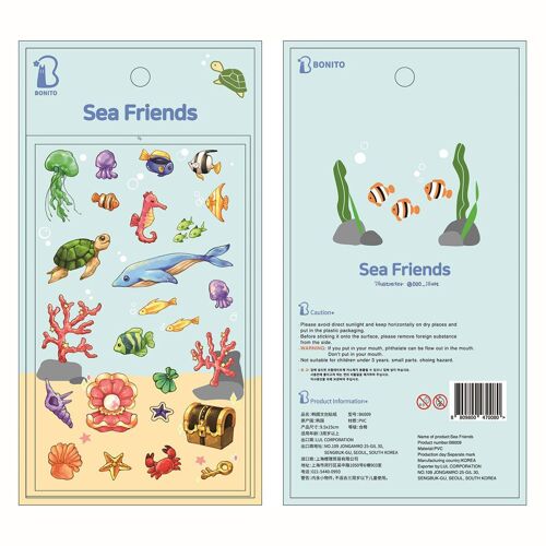 Autocollants Bonito Sea Friends En Pvc, Étiquette Scrapbooking, Original, Importé De La Corée, Papeterie Japonaise De Voyage Pour Journal, Diy Bricolage