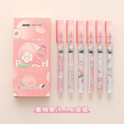 Stylos À Gel Liquide Direct Dessin Animé Kawaii, Grande Capacité, Fournitures Scolaires Et De Bureau, Papeterie Cadeau Pour Enfants, 6 Pièces/Ensemble