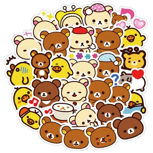 40 Pcs/Set Kawaii Rilakkuma Ours Mignon Dessin Animé Imperméable À L'eau Pvc Papeterie Autocollants Scrapbooking Bricolage Journal Bagages Étiquette De Bâton