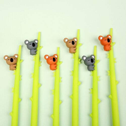 Stylo À Encre Gel Koala En Caoutchouc Souple, Mignon, 0.5mm, Fourniture De Papeterie Cadeau Pour Étudiant