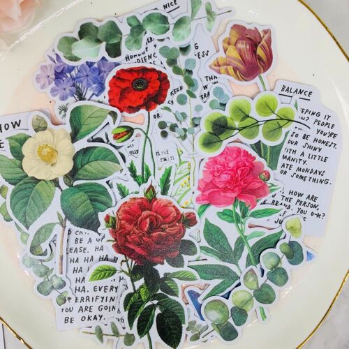 Autocollants Plante Fleur Cactus Pour Enfants, 22 Pièces, Autocollants En Papier Amusants Faits Maison Sur Ordinateur Portable/Scrapbooking Décoratif/Bricolage