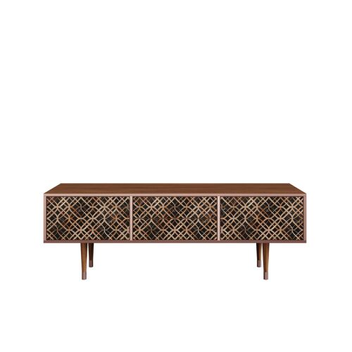 OttoHome Meuble TV4-317 Noyer 2 Tiroirs 2 Portes 170x48x57 cm