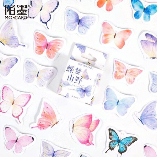 Autocollants Colorés Papillon Rêves, Étiquette Scrapbooking, En Papier, Papeterie Pour Journal Intime, Cadeau De Décoration De Bureau, 46 Pièces/Ensemble