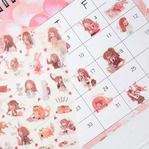 Autocollant En Pvc, Dessin Animé, Je Suis Une Fille, Étiquette Scrapbook, Décoration Pour Journal Intime, Papeterie En Pvc, 6 Pièces/Paquet