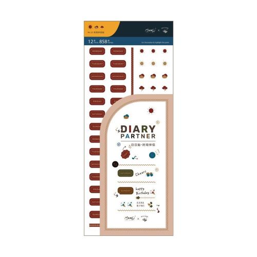 Autocollant Rétro Date Et Météo Pour Planificateur Quotidien, Étiquette Scrapbooking Décorative, Pour Journal Intime, Pour Journal Intime, Papeterie Pour Bricolage, 12 Pièces/Paquet