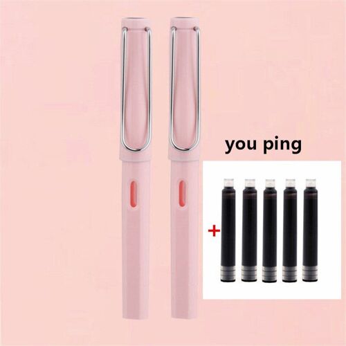 Luxury Quality 2pcs Pen 5pcs Ink Fashion Color Set Fountain Pen Student Office School Stationery Supplies