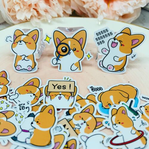 Autocollant Corgi Mignon Pour Enfants, 40 Pièces, Autocollants De Livre Faits Maison Sur Ordinateur Portable, Scrapbooking Décoratif, Bricolage