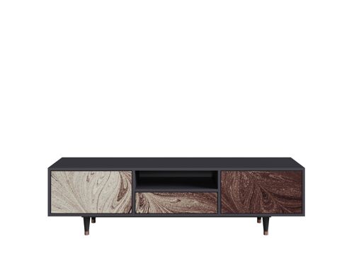 OttoHome Meuble TV6-318 Antracit 1 Tiroirs 2 Portes 170x41x57 cm