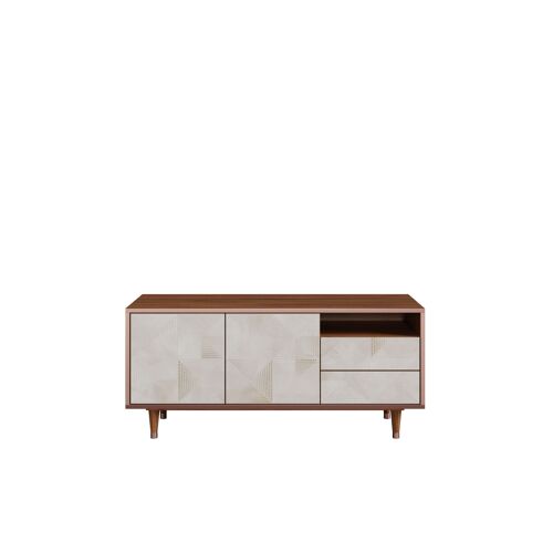 OttoHome Meuble TV7-321 Noyer 2 Tiroirs 2 Portes 125x41x57 cm