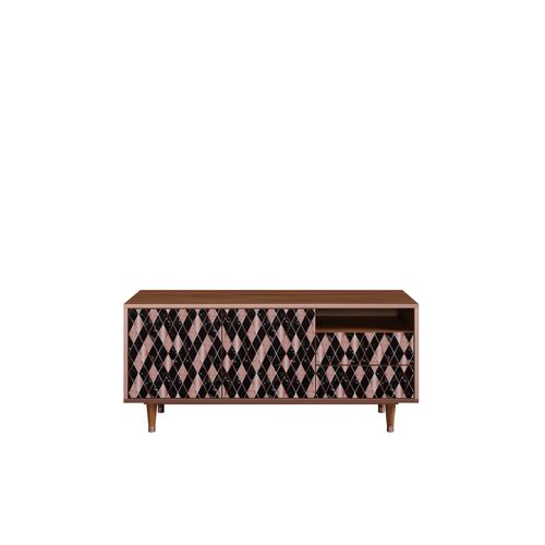 Ottohome Meuble Tv Tv7-300 Noyer 2 Tiroirs 2 Portes 125x41x57 Cm