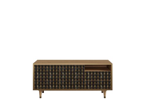 OttoHome Meuble TV7-308 Chêne 2 Tiroirs 2 Portes 125x41x57 cm