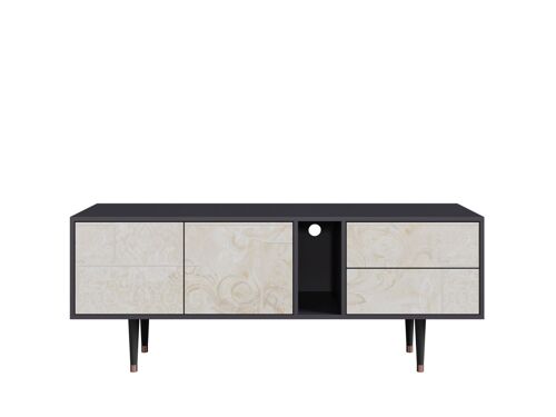 OttoHome Meuble TV1-312 Antracit 2 Tiroirs 2 Portes 170x48x67 cm