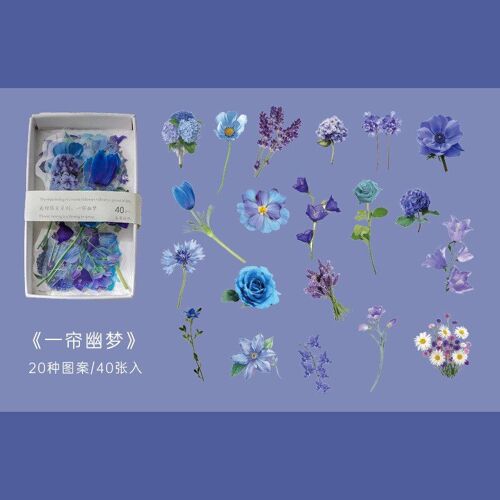 Étiquette Autocollante Plante Fleur Rose En Pet, Étiquette Autocollante, Transparente, Kawaii, Pour Bricolage, Papeterie, Pour Carnet De Notes, Journal, Diy Bricolage, 40 Pièces