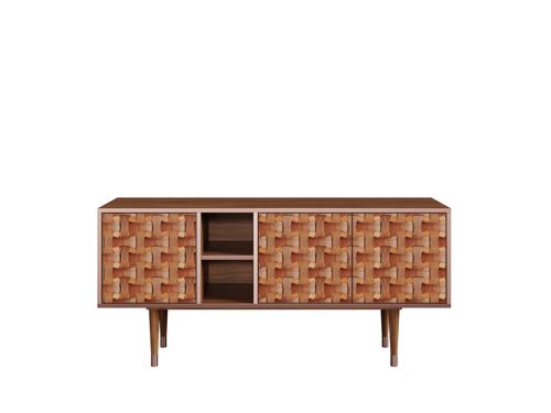 Ottohome Meuble Tv5-304 Noyer 3 Portes 149x41x67 Cm