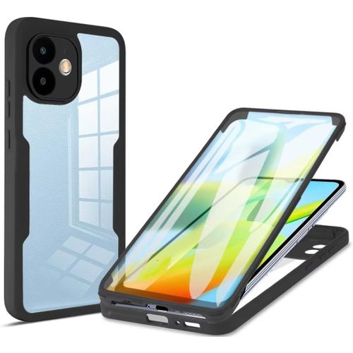 Coque Pour Xiaomi Redmi 13c Coque Transparent Tpu Case Intégral 360 Degres Full Body Protection Noir