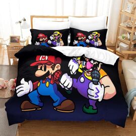 Super Mario Parure De Lit Pi¿¿Ces Housse De Coute Housse De Coute Imprim¿¿E En D Fermure ¿¿ Glissi¿¿Re, Microfibre Hypoallerg¿¿Nique Ultra Douce Pour Enfa