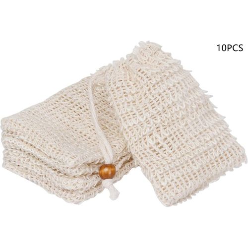 10 PCS Sac à savon en sisal Sac à savon exfoliant Sac à savon naturel Sac à savon Douche Sac à savon avec cordon,filet à bulles