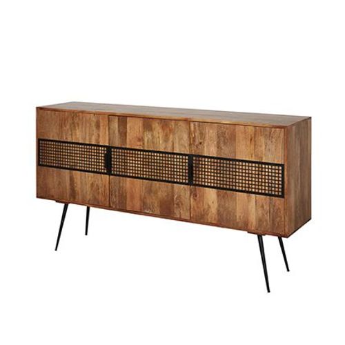 Buffet 3 Portes 172x40x91 Cm En Manguier Et Métal