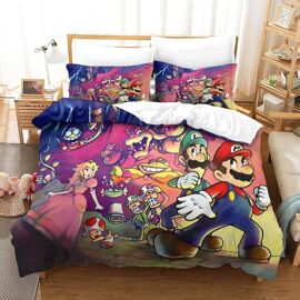 Super Mario Parure De Lit Pi¿¿Ces Housse De Coute Imprim¿¿E En D Fermure ¿¿Clair, Microfibre Hypoallerg¿¿Nique Ultra Douce Pour Enfants, Adolescents Adul