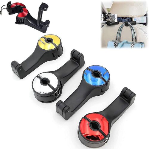 2 en 1 Crochet caché d'appui-tête de voiture avec support de téléphone, crochets d'appui-tête de rotation 360 pour sac à main jouets d'épicerie