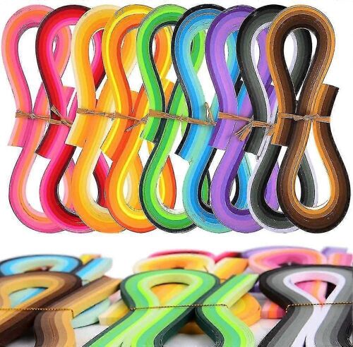 9 Couleurs 900 Bandes Kit De Papier De Matelassage, Ensemble De Papier De Matelassage Bandes D'art Pour Bricolage Artisanat Cadeaux De Noël.5 Mm Largeur Et 39 Cm De Longueur.