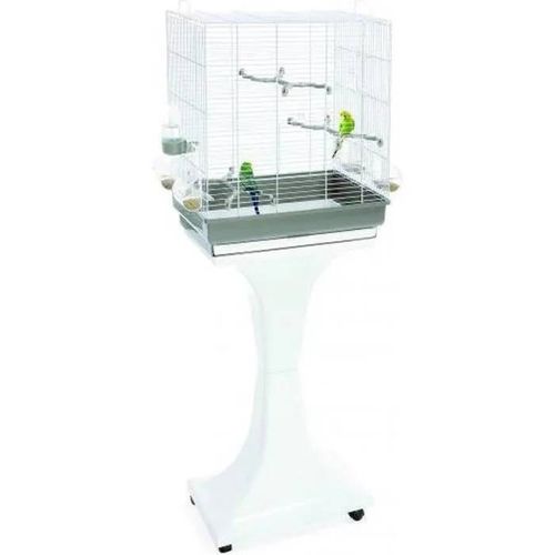 Cage À Oiseaux - Imac - Camilla - 50 X 30 Cm - Acier Taupe/Blanc - Intérieur