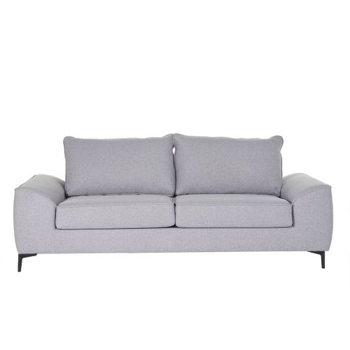 Canapé Convertible Design 3 Places En Tissu Gris Et Métal Noir Gael