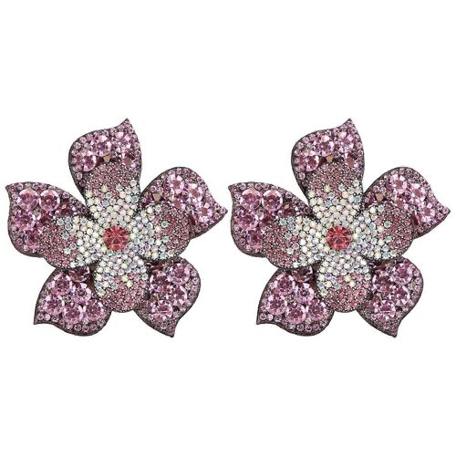 2 Pcs Cristal Diamant Patchs Appliques Autocollants Fleur Vêtements Chaussures Décoration Diy Accessorypink