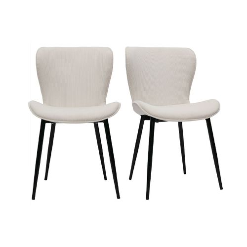 Chaises design en velours c?tel? beige et métal noir (lot de 2) ADDICT