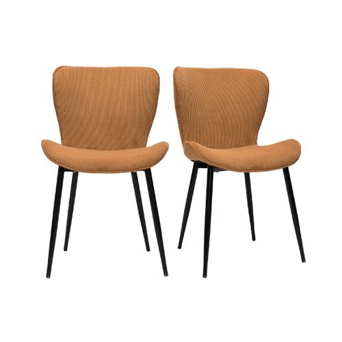 Chaises Design En Velours Côtelé Jaune Curry Et Métal Noir (Lot De 2) Addict