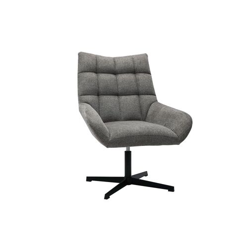 Fauteuil pivotant design en tissu effet velours texuré gris KING