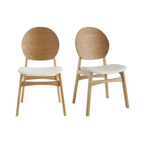 Chaises Scandinaves En Bois Clair Et Polyuréthane Blanc (Lot De 2) Elton
