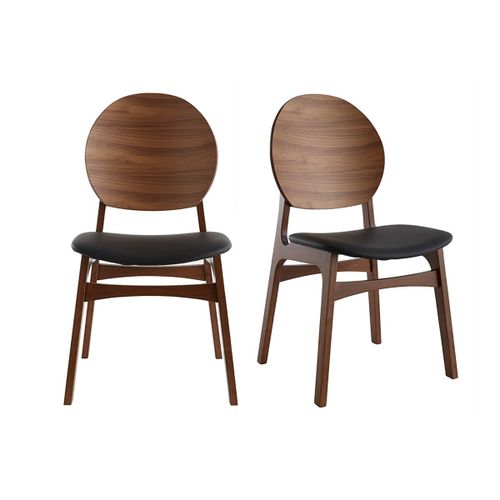 Chaises Scandinaves Noyer Et Polyuréthane Noir (Lot De 2) Elton