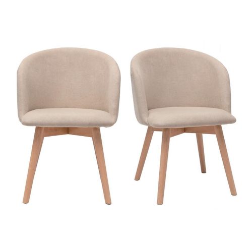 Chaises Scandinaves En Tissu Effet Velours Beige Et Hêtre Massif (Lot De 2) Vanity